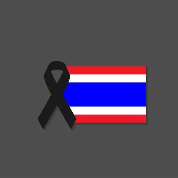 Cinta negra con bandera de Tailandia — Vector de stock