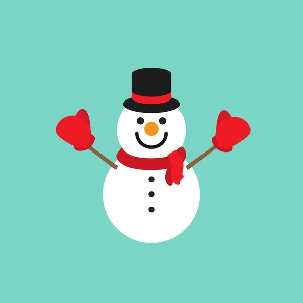 Tarjeta de felicitación de Navidad con muñeco de nieve. Ilustración vectorial — Vector de stock