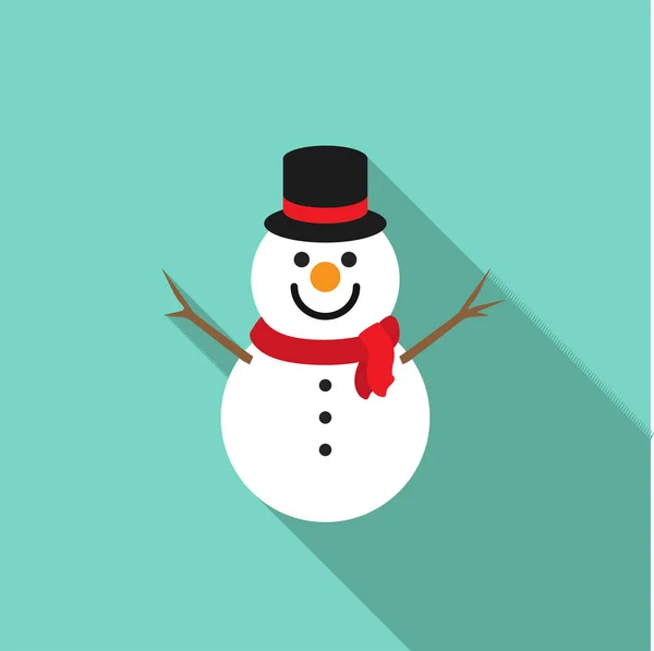 Tarjeta de felicitación de Navidad con muñeco de nieve. Ilustración vectorial — Vector de stock