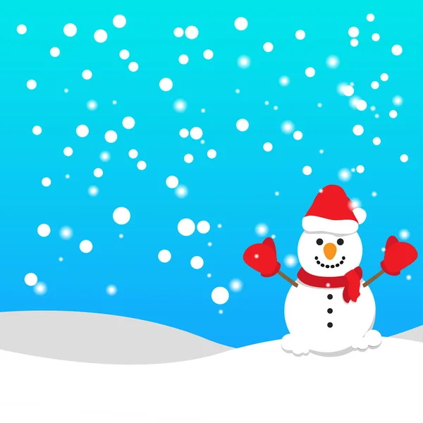 Tarjeta de felicitación de Navidad con muñeco de nieve. Ilustración vectorial — Vector de stock