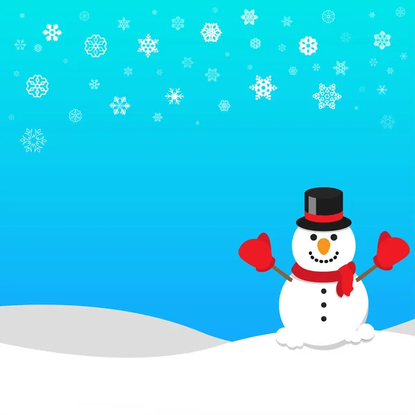 Tarjeta de felicitación de Navidad con muñeco de nieve. Ilustración vectorial — Vector de stock