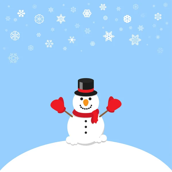 Tarjeta de felicitación de Navidad con muñeco de nieve. Ilustración vectorial — Vector de stock