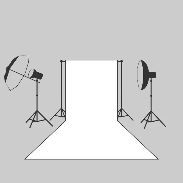 Vector fotógrafo estudio iluminación equipo icono — Vector de stock