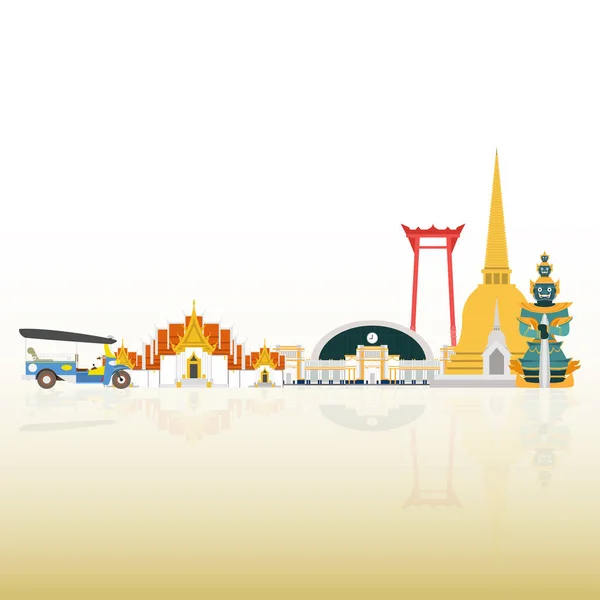 Thailändische Reisesehenswürdigkeiten. Vektor und Illustration — Stockvektor