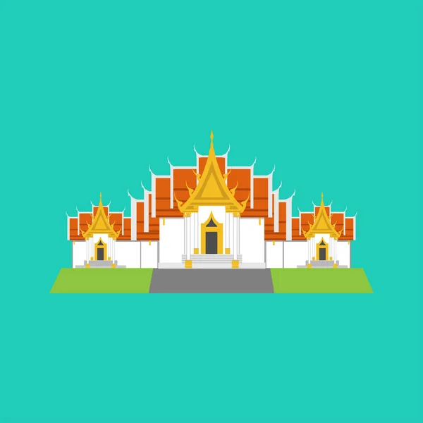 Wat Benchamabophit Dusitvanaram ,temple in Bangkok, Thailand — Stock Vector