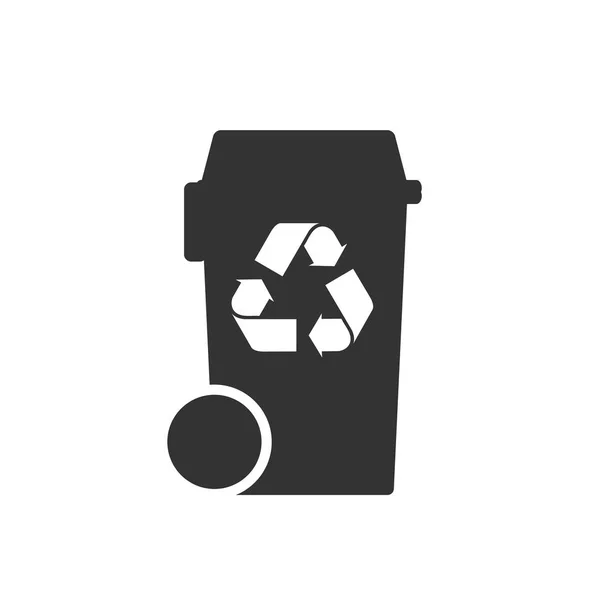 Mülleimer mit Recycling-Symbol — Stockvektor