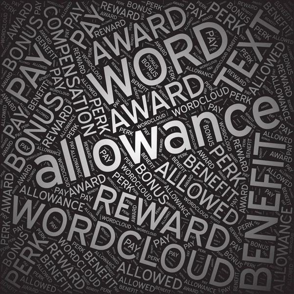 Allowance, Word cloud art background — стоковый вектор