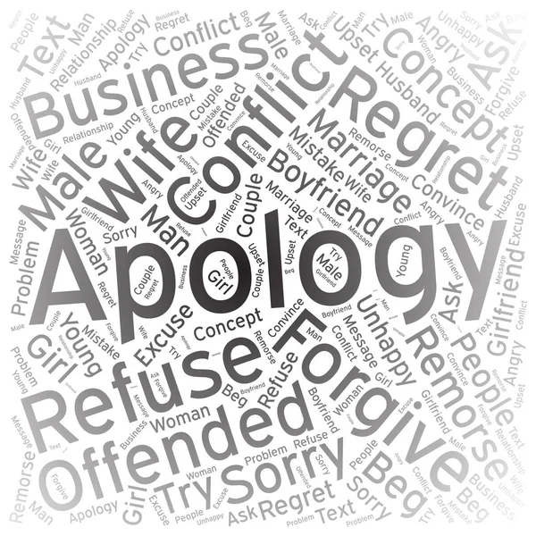 Apology, Word cloud art background — стоковый вектор