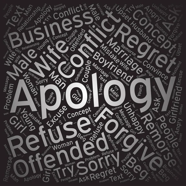 Apology, Word cloud art background — стоковый вектор