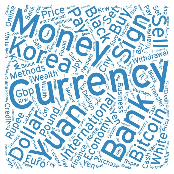 Valuta, Word cloud kunst achtergrond — Stockvector