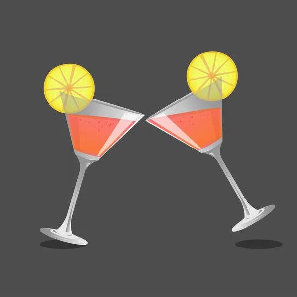 Cocktail glass and cocktail , Vector — Stock Vector