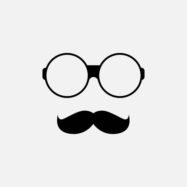Moustache vectorielle avec icône de lunettes sur fond blanc — Image vectorielle