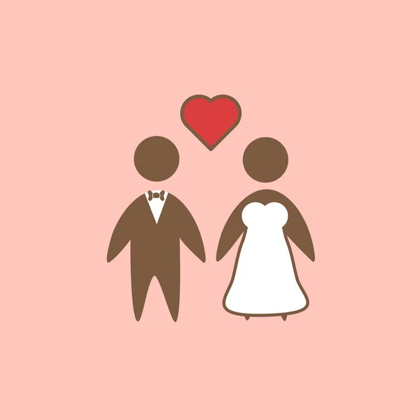 Bride and groom as love wedding couple vector icon  isolated — Stock Vector