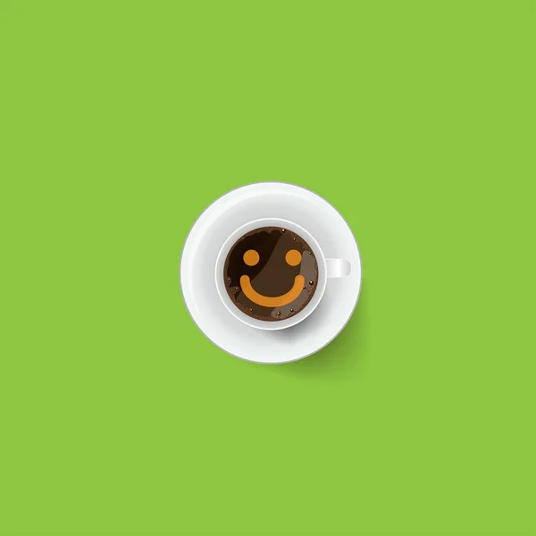 Tasse à café avec mousse en forme de visage souriant — Image vectorielle