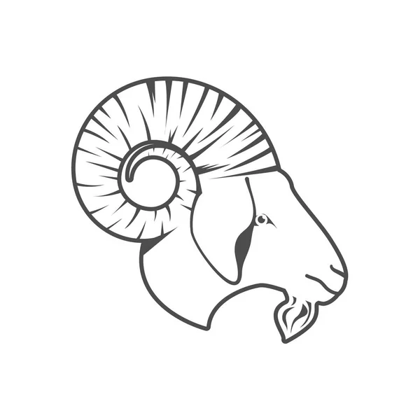Kopf Ziege Vektor auf weißem Hintergrund — Stockvektor
