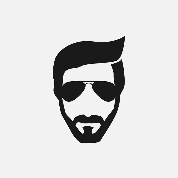Bearded hipster face black silhouette. Vector illustration — Stock Vector
