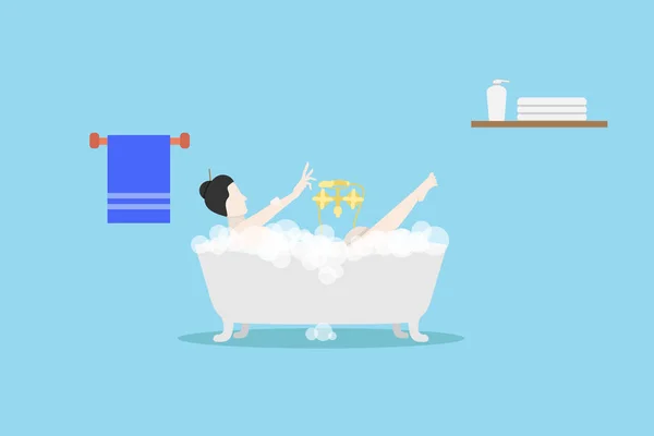 Een vrouwen badend in badkuipen — Stockvector