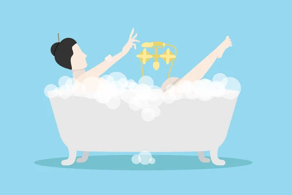Een vrouwen badend in badkuipen — Stockvector