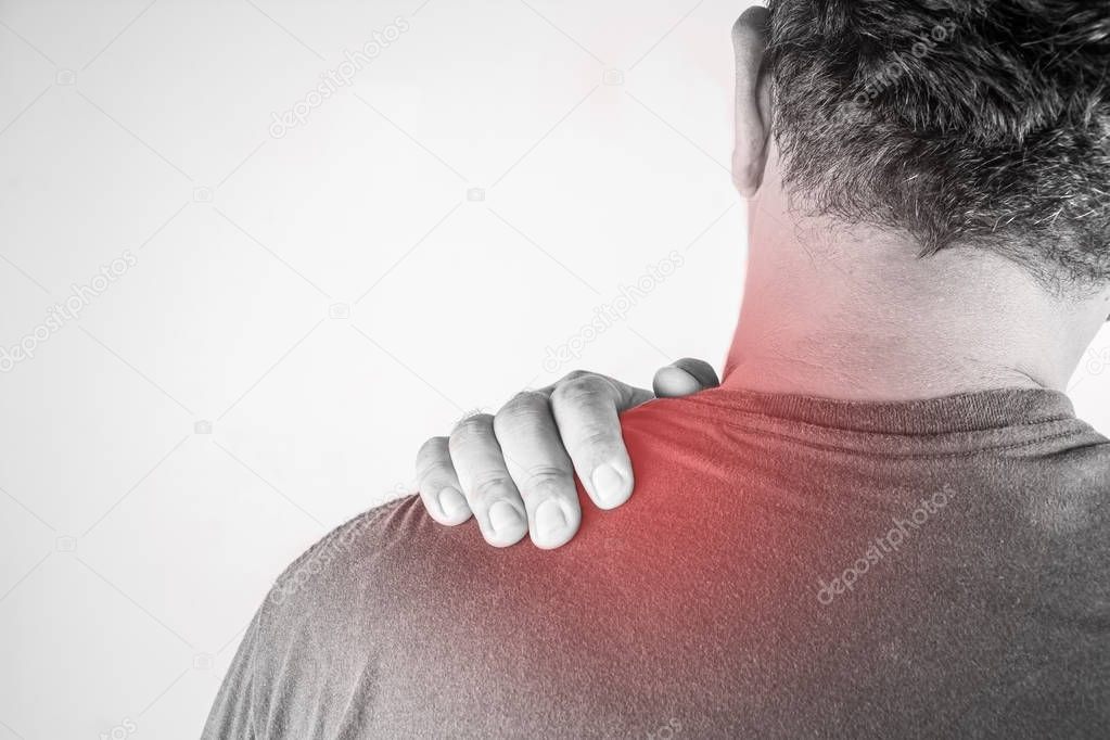 nape injury in humans .nape pain,joint pains people medical, mono tone highlight at nape