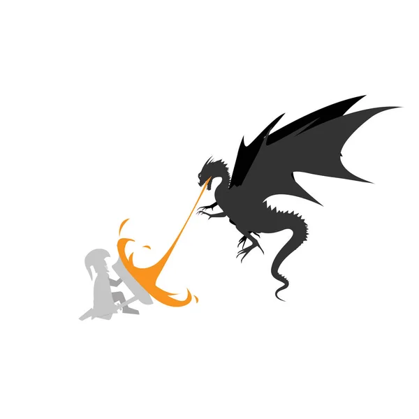 Dragón monstruos de fuego con Caballeros Templarios vector de diseño — Vector de stock