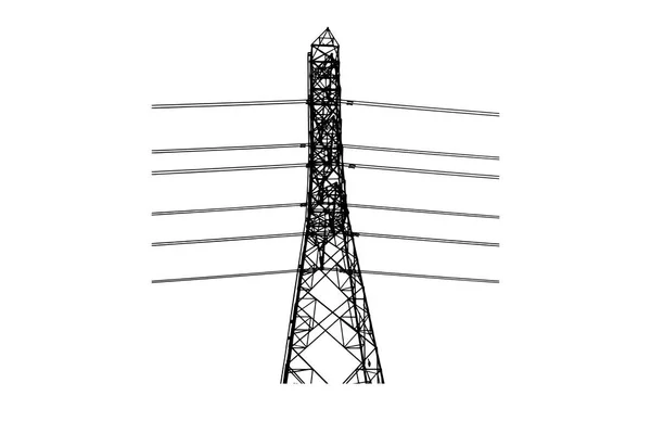 Hochspannungspol, Hochspannungsleitungen, Vektor — Stockvektor