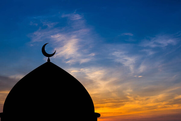 Mosque dome silhouette  in Twilight time