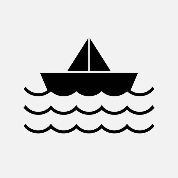 Vodní vlny s lodí vektor symbol, ikona — Stockový vektor