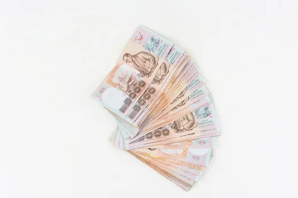 Nota bancária ou dinheiro isolado em fundo branco — Fotografia de Stock