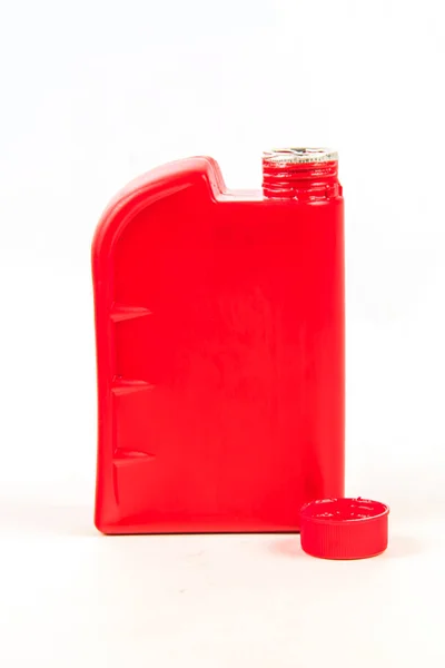 Contenitore di plastica per olio motore isolato, Bottiglia di olio per auto — Foto Stock