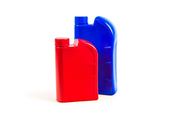 Plastic container voor motorolie geïsoleerd, auto olie fles — Stockfoto