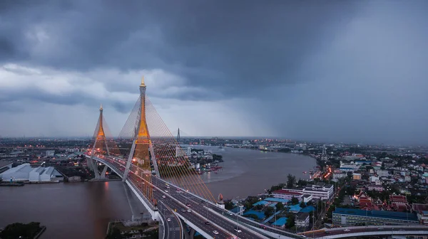 Rama 9 híd Thaiföldön, madártávlatból szemmel — Stock Fotó
