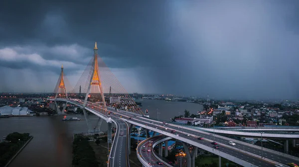 Rama 9 híd Thaiföldön, madártávlatból szemmel — Stock Fotó