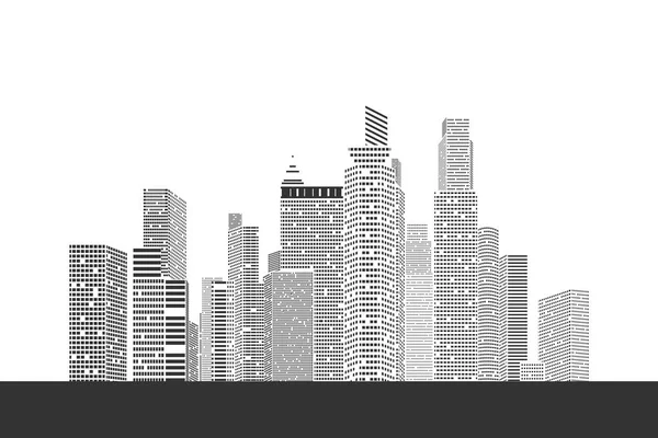 建築と都市図では、白い背景の上の都市のシーン — ストックベクタ
