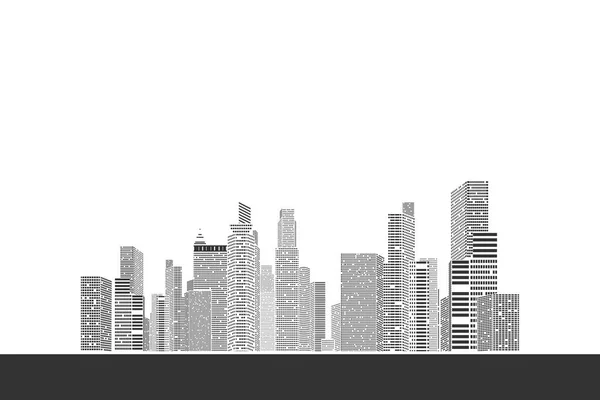 Edifício e ilustração da cidade, cena da cidade em fundo branco — Vetor de Stock