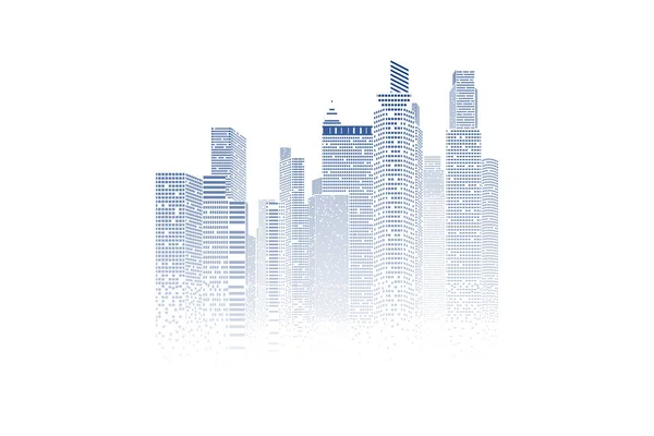 Edificio e illustrazione della città, Scena della città su sfondo bianco — Vettoriale Stock