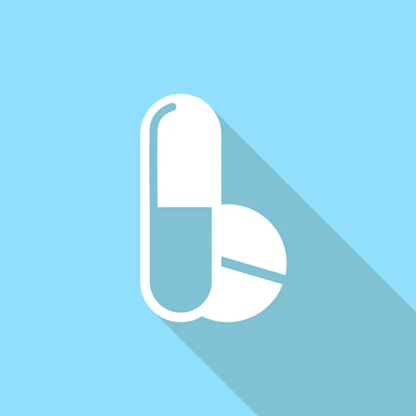 Medicamentos icono, Tabletas icono símbolo Plano — Archivo Imágenes Vectoriales
