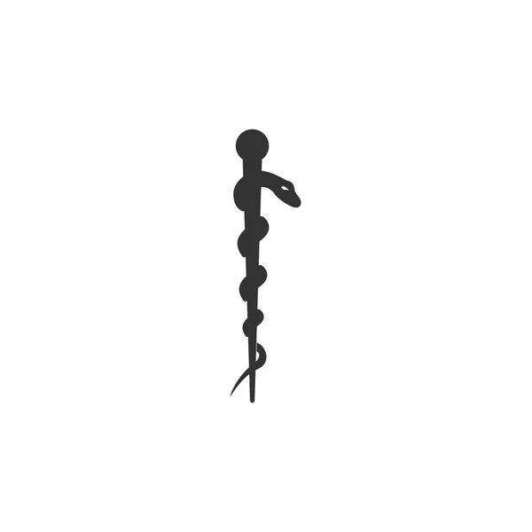 Batang dari asclepius, simbol di latar belakang putih, vektor - Stok Vektor