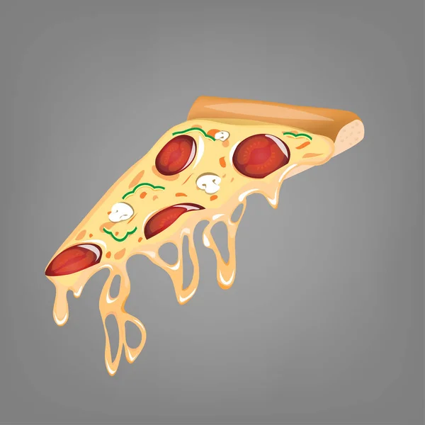 Snijd van de pizza pepperoni, vector — Stockvector