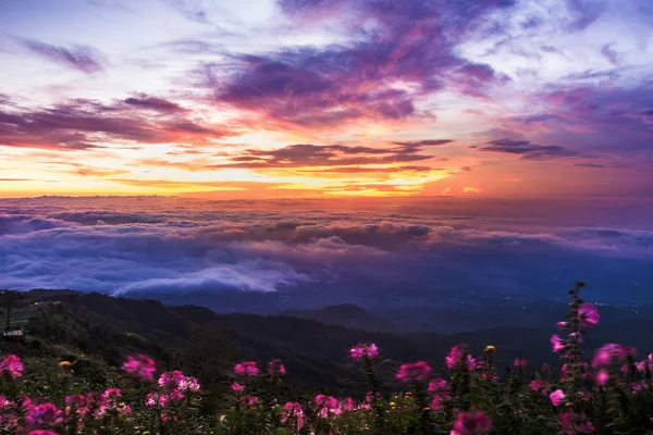 Morning Mist with Mountain ,Sunrise and sea of mis — Stock Photo, Image