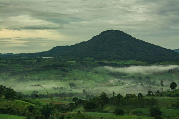 Montagnes avec arbres et brouillard en Thaïlande — Photo