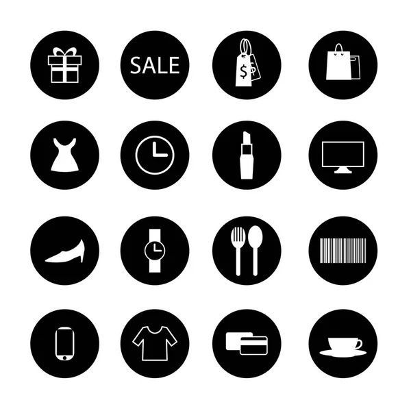 Shopping icon set, vector on white background — Stock Vector