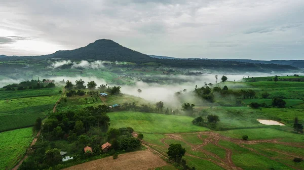 Montañas con árboles y niebla en Tailandia — Foto de Stock
