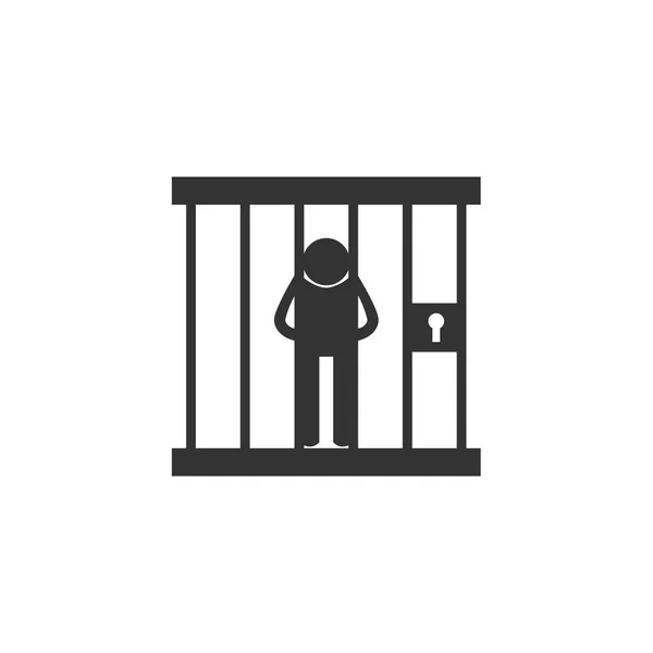 Prisoner in prison, symbol on white background — Stock Vector