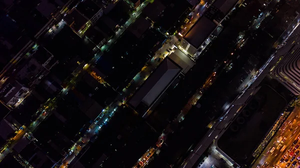 Εναέρια άποψη του κτιρίου ή της πόλης τη νύχτα — Φωτογραφία Αρχείου