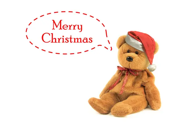 泰迪熊圣诞帽 — 图库照片