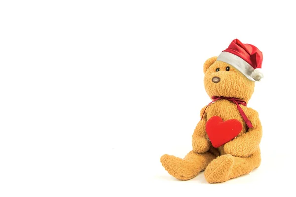Chapéu de Natal com Urso de Teddy — Fotografia de Stock