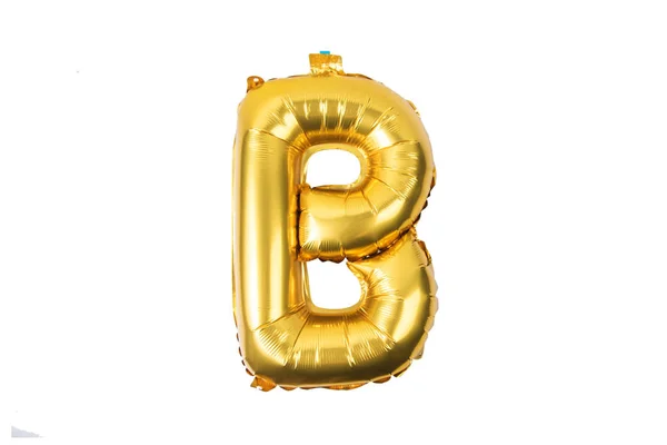 Beyaz bir arka sarı (altın) balonları İngilizce alfabe — Stok fotoğraf