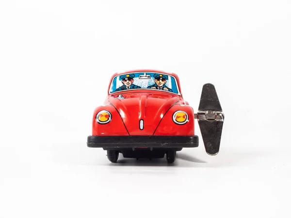 Автомобільна олов'яна іграшка на білому тлі — стокове фото
