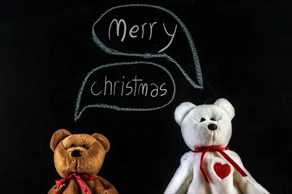 Teddy Bear with Message "Boldog Karácsonyt " — Stock Fotó