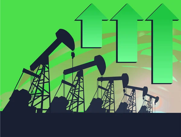 Oljepumpeoljeplattform Energiindustrimaskin Med Arrow Mean Økningen Oljeprisen – stockvektor